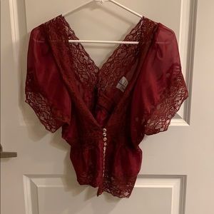 Maroon lace top